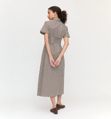 Couturebud The Carolina Shirt Dress - Chocolate Circular Lattice