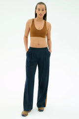 Luca Airweight Trouser with Stripe - Indigo/Honey