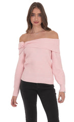 Rosette Off Shoulder Jumper in Pink