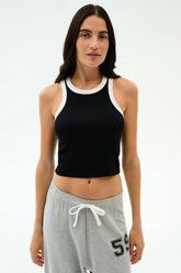 Kiki Rib Crop Tank - Black/White