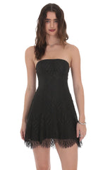 Strapless Lace Hem Dress in Black