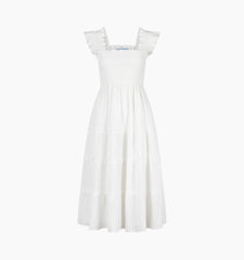 Couturebud The Ellie Nap Dress - White Tonal Seersucker