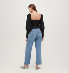 Couturebud The Grace Nap Top - Black Textured Clip Dot