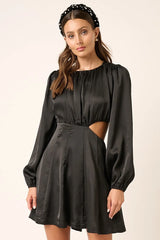 Mittoshop Satin Side Cutout Detail Mini Dress