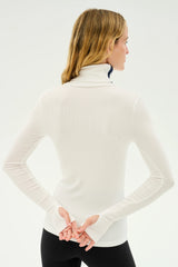 Jackson Rib Full Length Turtleneck - White/Indigo