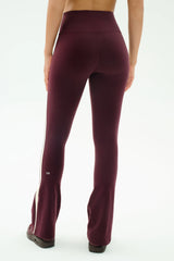 Raquel High Waist Flared Legging - Dark Cherry/Creme