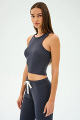 Kiki Rib Crop Tank - Graphite