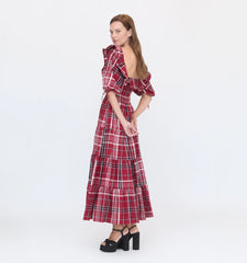 Couturebud The Corinne Nap Dress - Crimson Tartan