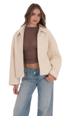 Cream Sherpa Zip-Up Jacket