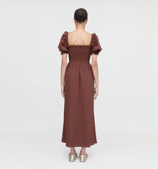 Couturebud The Scarlett Nap Dress - Chocolate Tonal Seersucker