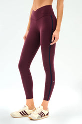 Mia Rigor Legging w/ Stripe - Dark Cherry/Indigo