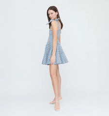 CouturebudThe Ribbon Charlotte Nap Dress - Navy Circular Lattice