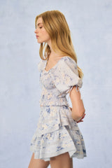 Molly Fragrance Print Top - WHISPER BLUE