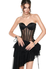 Corset Top & Irregular Mesh Skirt