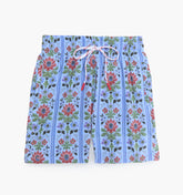 Couturebud The Tiny Julien Swim Trunk - Blue Floral Block Stripe