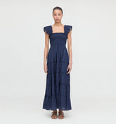 Couturebud The Ellie Maxi Nap Dress - Navy Sheer Plaid
