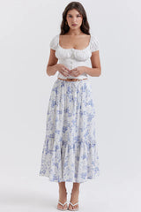 Aitana Blue Print Top + Skirt Set
