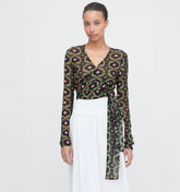 Couturebud The Aviva Wrap Top - Black Cisco Trellis