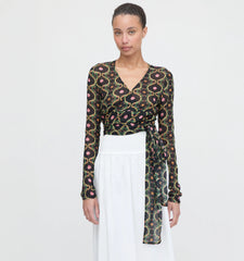 Couturebud The Aviva Wrap Top - Black Cisco Trellis
