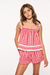 Girls Fiorella Cotton Gingham Top