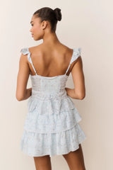 Ruffle Mini Floral Wreath Print Skirt