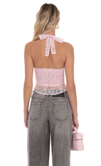 Pink V Neck Halter Top