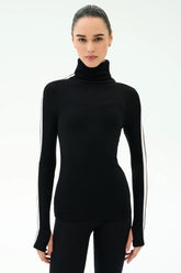 Jackson Rib Full Length Turtleneck - Black/White