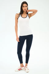 Ashby Rib Tank - White/Indigo