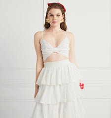 Couturebud The Eyelet Celine Top - White