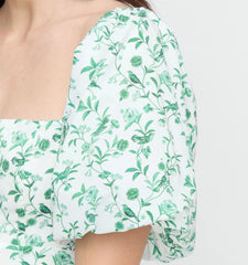 CouturebudThe Hill House x La Coqueta Matilda Dress - Green Bird Floral