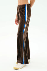 Heritage Velour Pant - Dark Chocolate/Classic Blue