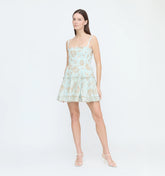 CouturebudThe Seraphina Mini Nap Dress - Aqua Calico Trellis