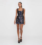 Couturebud The Hallie Skirt - Navy Bird Brocade