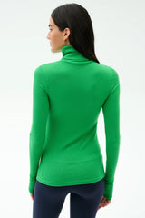 Lennon Rib Turtleneck - Grass/Indigo