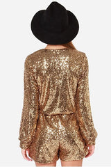 Deep V Sequin Shining Romper