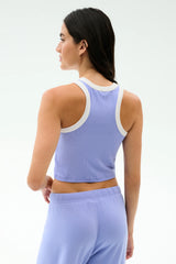 Kiki Rib Crop Tank - Purple Haze/White