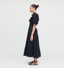 Couturebud The Corinne Nap Dress - Black Linear Swiss Dot