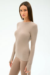 Louise Rib Long Sleeve - Latte