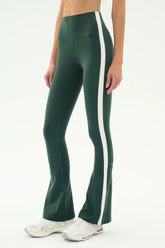 Raquel High Waist Flared Legging - Military/White