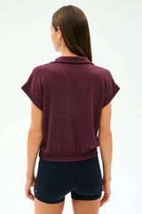 Evie Fleece Sleeveless Polo - Dark Cherry