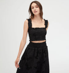 Couturebud The Azalea Nap Top - Black Floral Lace