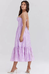 Mira Orchid Jacquard Layered Midi Dress