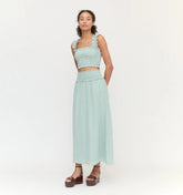 Couturebud The Azalea Nap Top - Sage Green Tonal Seersucker