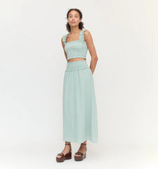 Couturebud The Azalea Nap Top - Sage Green Tonal Seersucker