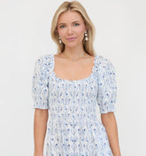 Couturebud The Louisa Nap Dress - Blue Vine Stripe