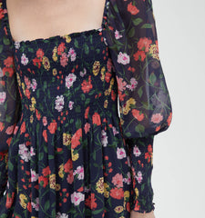 Couturebud The Grace Maxi Nap Dress - Navy Peony Bouquet Georgette