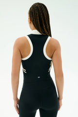 Austin Airweight Crop Polo - Black/White