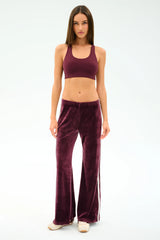 Heritage Velour Pant - Dark Cherry/White