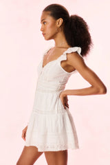 Rietta Cotton Lace-Trimmed Mini Dress - OPTIC WHITE