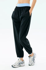 Megan Woven Nylon Jogger - Black